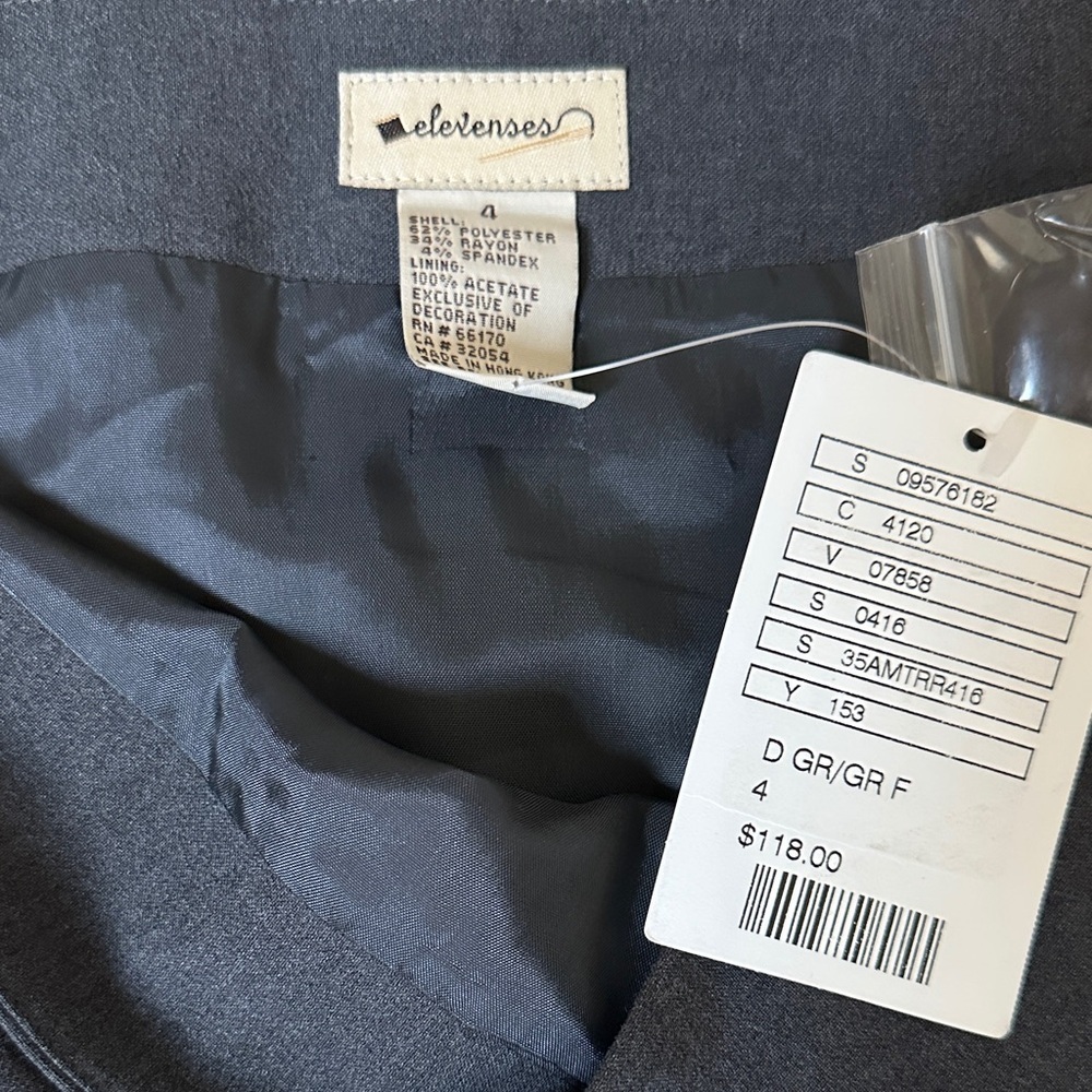 New Preppy Elevenses Dark Grey A-Line Skirt with Blue Searsucker Accents - Picture 2 of 5